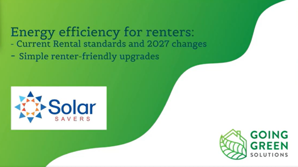 Video thumbnail for recorded webinar: Energy Efficiency and Comfort for Renters and Landlords with Solar Savers and Lucinda Flynn
